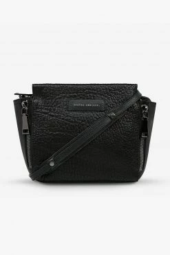 Status Anxiety The Ascendants Black Pebble Shoulder Bag With Chunky Zips