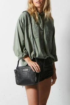 Status Anxiety The Ascendants Black Pebble Shoulder Bag With Chunky Zips