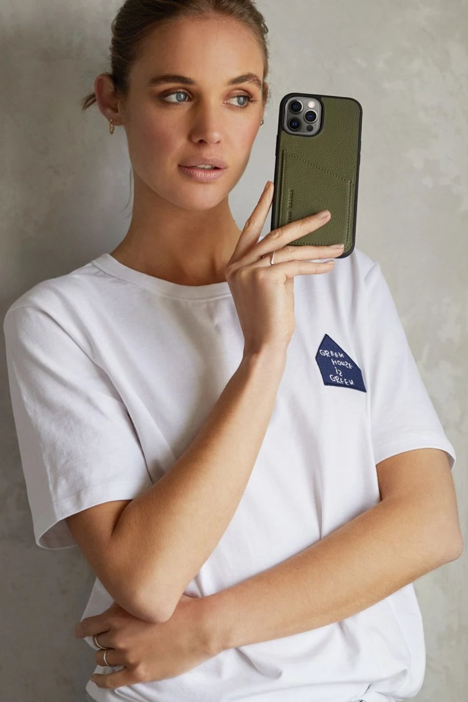 Status Anxiety Get The Look Who's Who Leather Phone Case Khaki