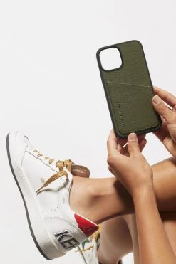 Status Anxiety Get The Look Who's Who Leather Phone Case Khaki