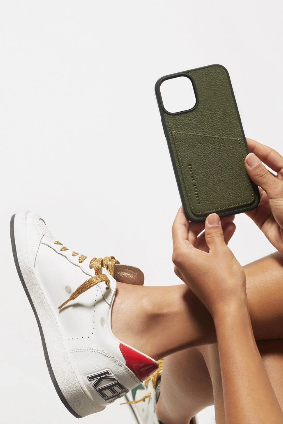 Status Anxiety Get The Look Who's Who Leather Phone Case Khaki