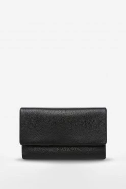 Status Anxiety Audrey Foldover Black Pebble Leather Wallet Bags & Wallets
