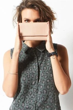 Status Anxiety Audrey Foldover Dusty Pink Pebble Leather Wallet The Edit