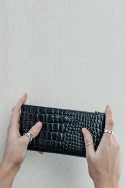 Status Anxiety Bags & Wallets In The Beginning Black Croc Emboss Wallet