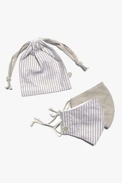 Personal Space Neutral Stripe + Mini Gingham Face Mask 2 Pack Face Masks