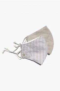 Personal Space Neutral Stripe + Mini Gingham Face Mask 2 Pack Face Masks