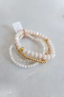 Lindi Kingi Jewellery Summer Cream And Gold Bracelet Set