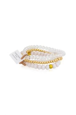 Lindi Kingi Jewellery Summer Cream And Gold Bracelet Set