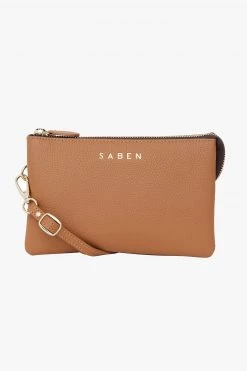 SABEN Bags Tilly Multi Pocket Clay Leather Crossbody Clutch Support Local