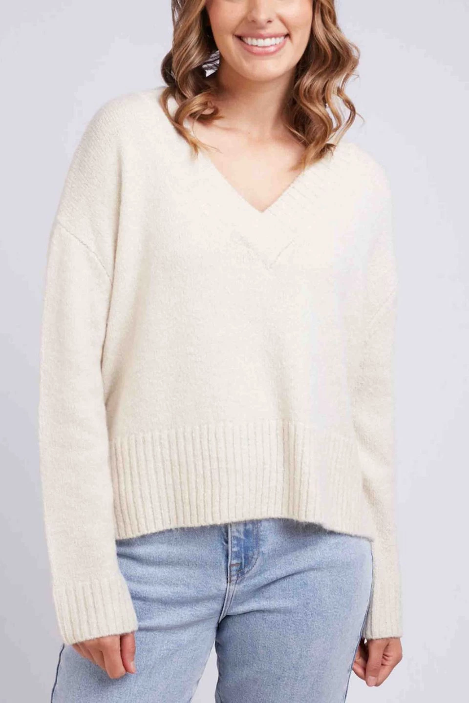 Foxwood Patricia Cream V Neck Jumper