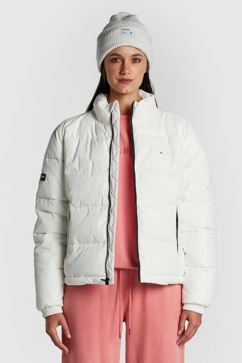 Huffer Track Down White Puffer Jacket Jackets & Coats