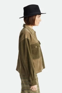 Brixton Hats & Beanies Messer Packable Fedora Black Wool Felt Hat