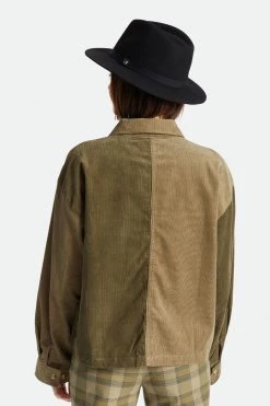 Brixton Hats & Beanies Messer Packable Fedora Black Wool Felt Hat