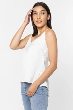 Ivy + Jack Loyal Ivory Satin Lace Trim Cami New In