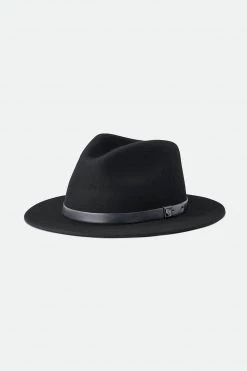 Brixton Messer Fedora Black Black Wool Felt Hat Hats & Beanies