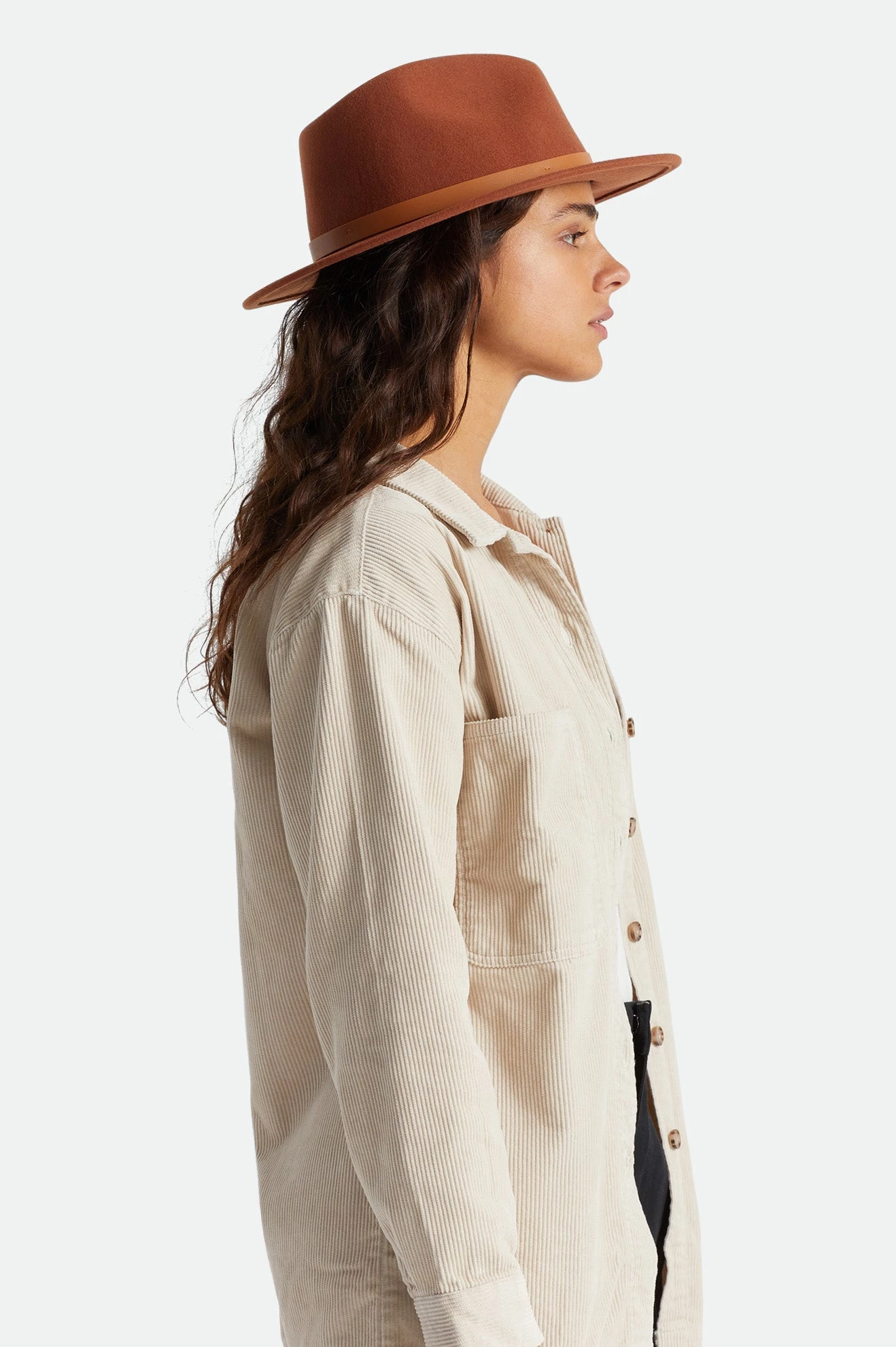 Brixton Messer Fedora Caramel Wool Felt Hat