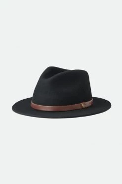 Brixton New In Messer Fedora Black Wool Felt Hat