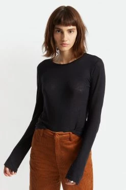 Brixton Montauk Linen Blend Black LS Tee